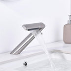 6.2" H Brass Single Hole Waterfall Bathroom Sink Faucet