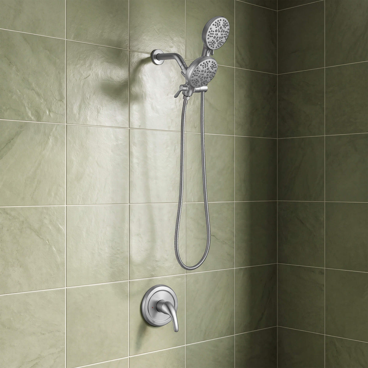 Dual-Head Shower System Combo with 6-Function Spray