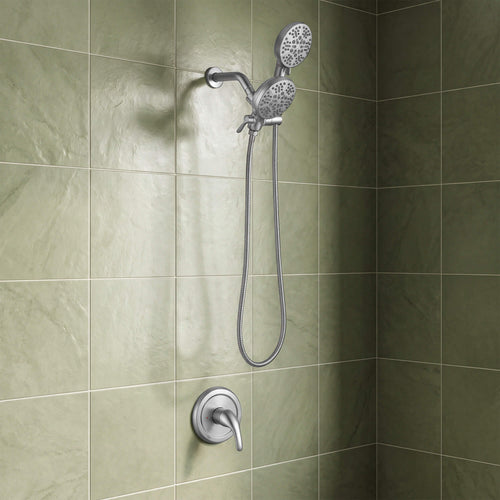 Dual-Head Shower System Combo with 6-Function Spray