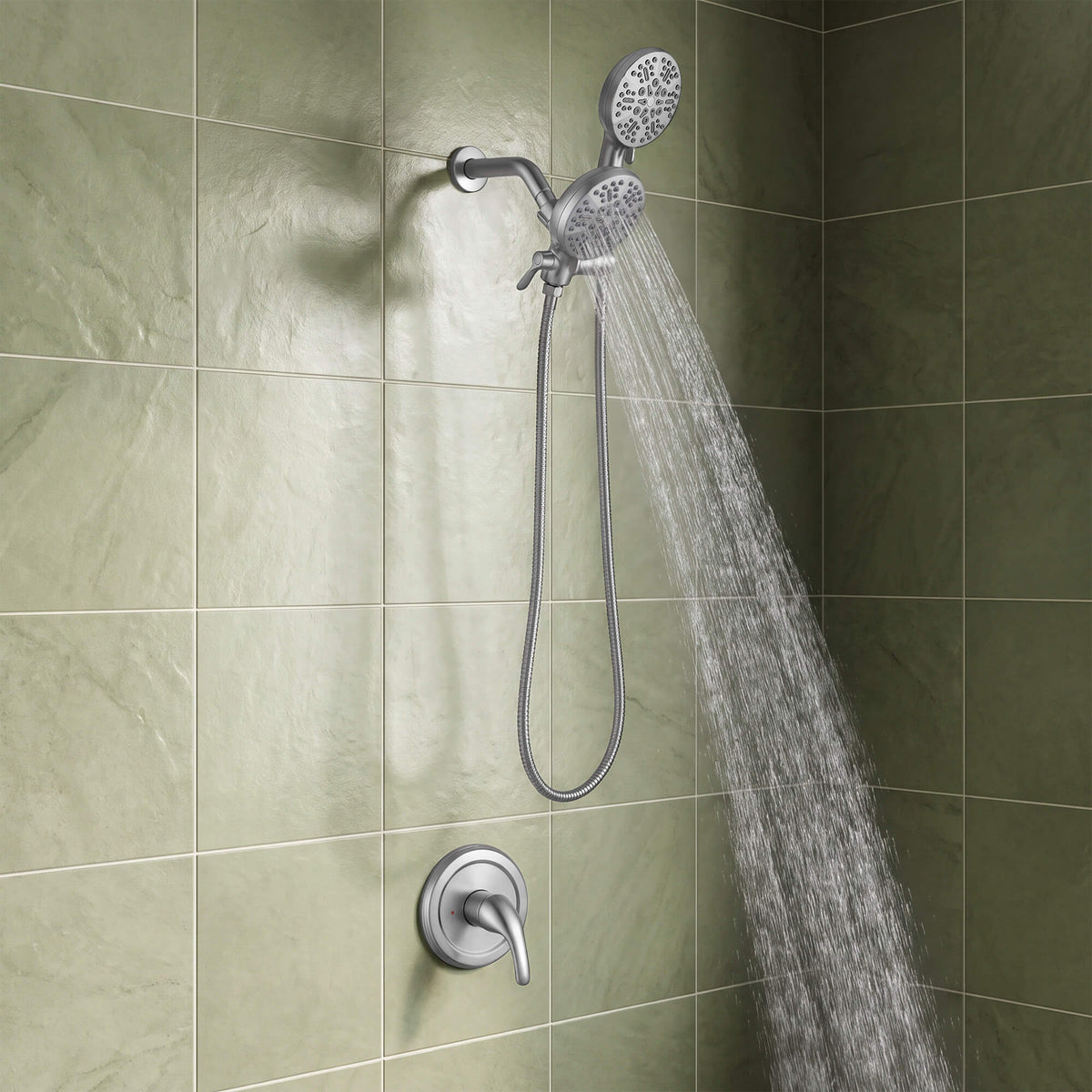 Dual-Head Shower System Combo with 6-Function Spray
