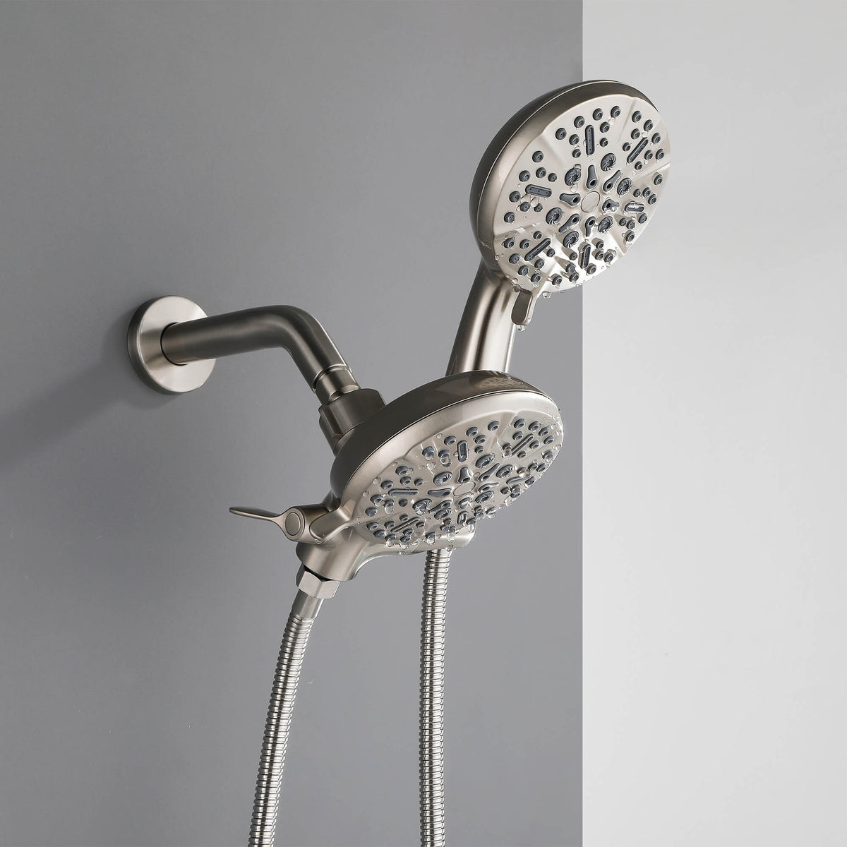 Dual-Head Shower System with 7-Function Rain Head and Handheld Spray Combo