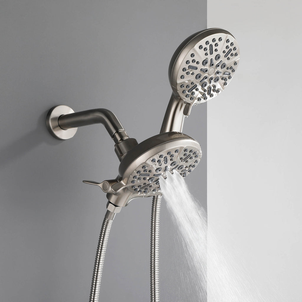 Dual-Head Shower System with 7-Function Rain Head and Handheld Spray Combo