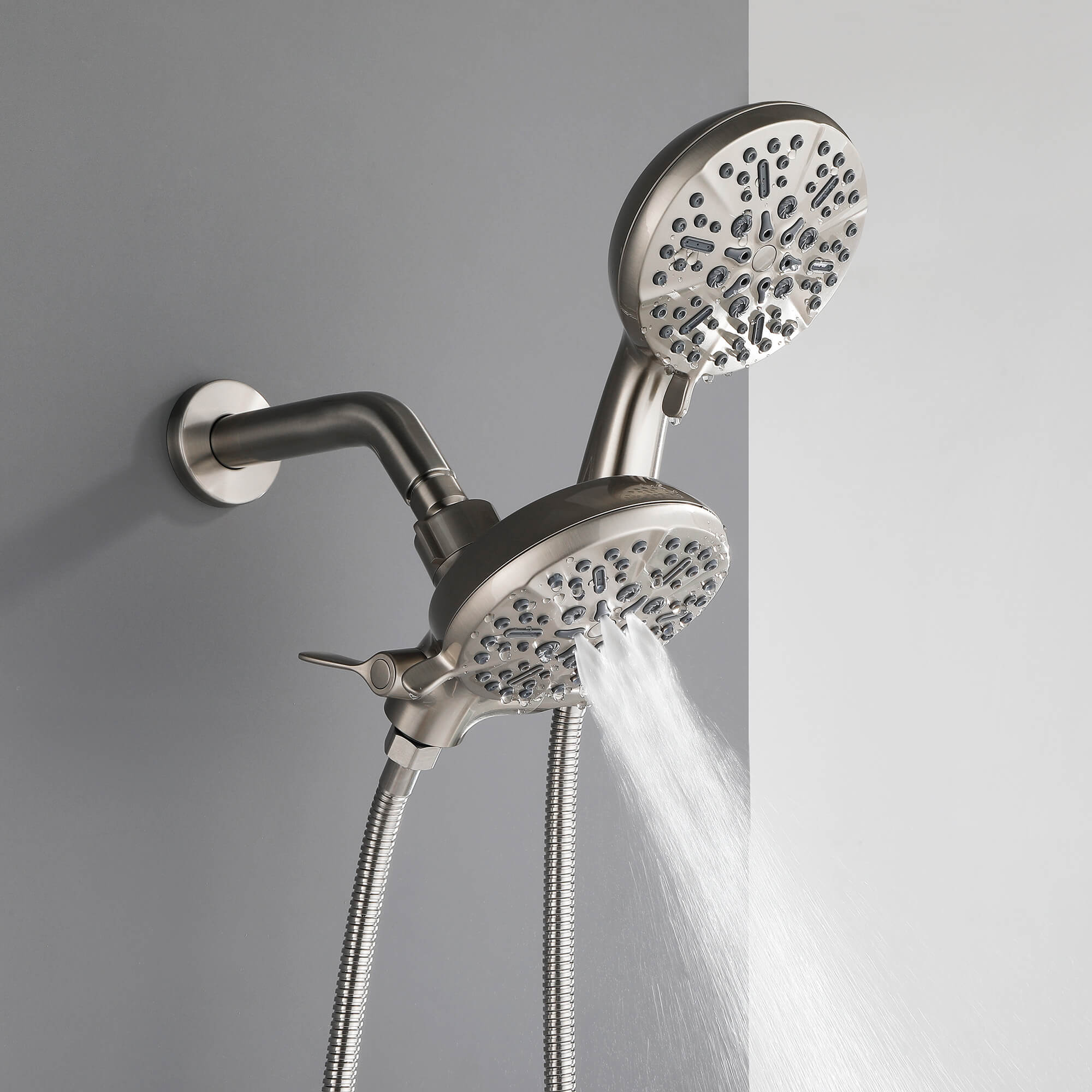 Dual-Head Shower System with 7-Function Rain Head and Handheld Spray Combo