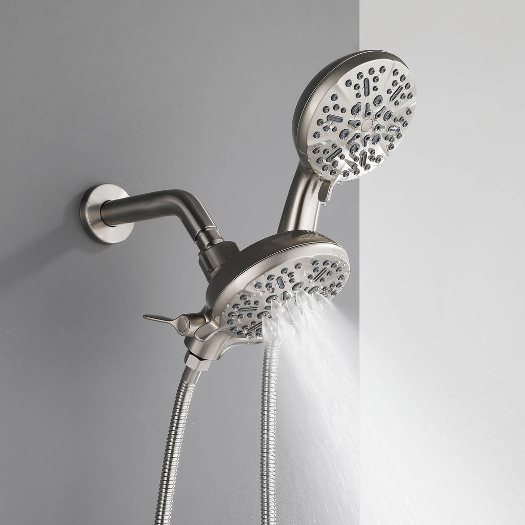 Dual-Head Shower System with 7-Function Rain Head and Handheld Spray Combo