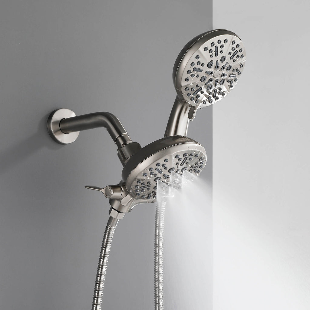 Dual-Head Shower System with 7-Function Rain Head and Handheld Spray Combo