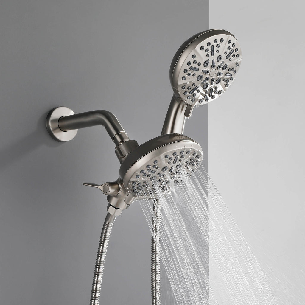 Dual-Head Shower System with 7-Function Rain Head and Handheld Spray Combo