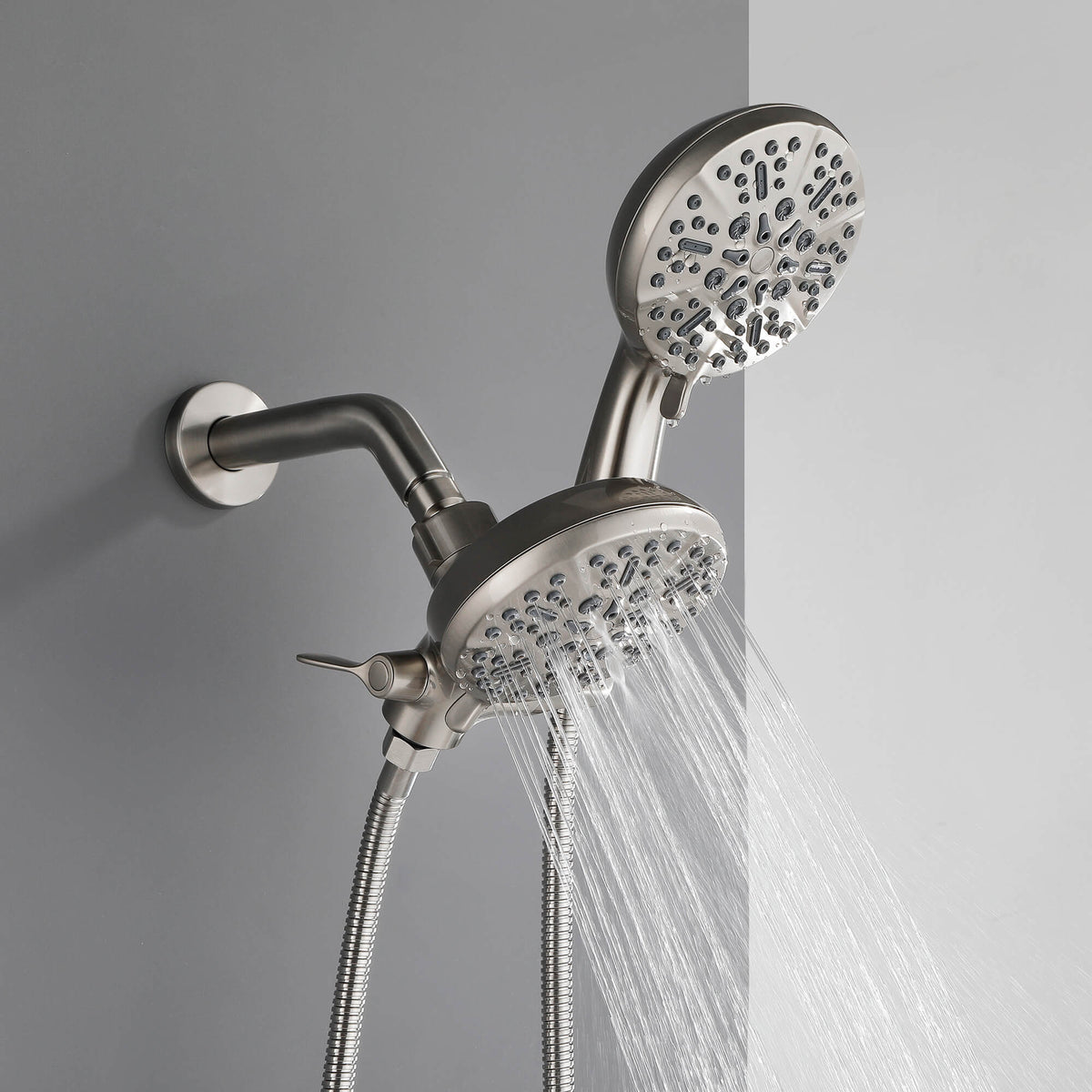 Dual-Head Shower System with 7-Function Rain Head and Handheld Spray Combo