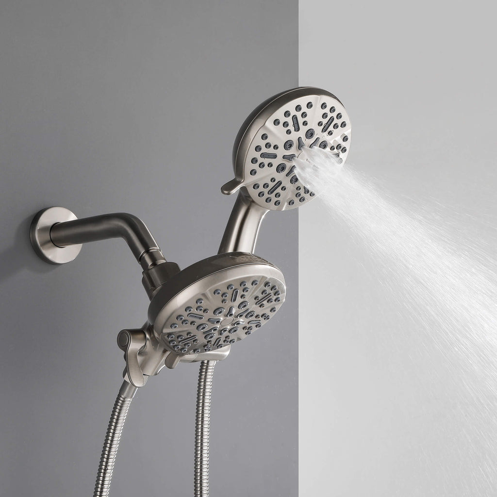Dual-Head Shower System with 7-Function Rain Head and Handheld Spray Combo