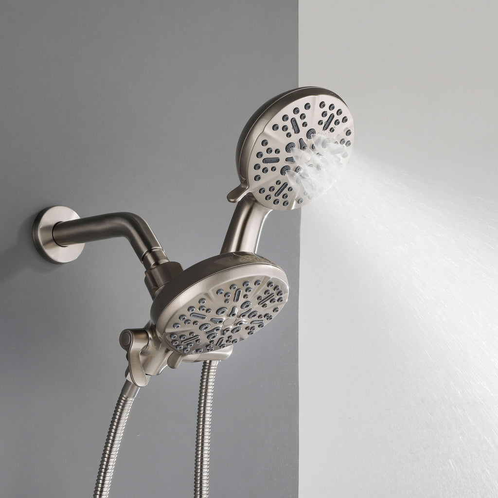 Dual-Head Shower System with 7-Function Rain Head and Handheld Spray Combo