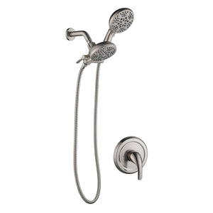 Dual-Head Shower System with 7-Function Rain Head and Handheld Spray Combo