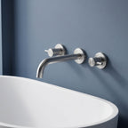 Fast Flow Modern Wall Mount Tub Faucet with 2 Handles & Swivel Spout