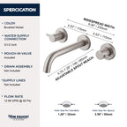 Fast Flow Modern Wall Mount Tub Faucet with 2 Handles & Swivel Spout