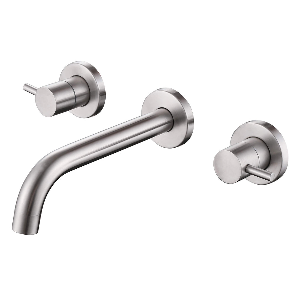 Fast Flow Modern Wall Mount Tub Faucet with 2 Handles & Swivel Spout