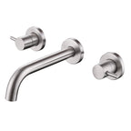 Fast Flow Modern Wall Mount Tub Faucet with 2 Handles & Swivel Spout