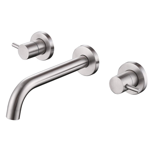 Fast Flow Modern Wall Mount Tub Faucet with 2 Handles & Swivel Spout