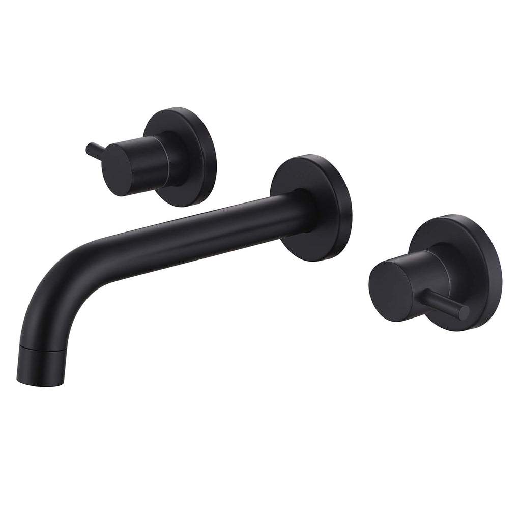 Fast Flow Modern Wall Mount Tub Faucet with 2 Handles & Swivel Spout