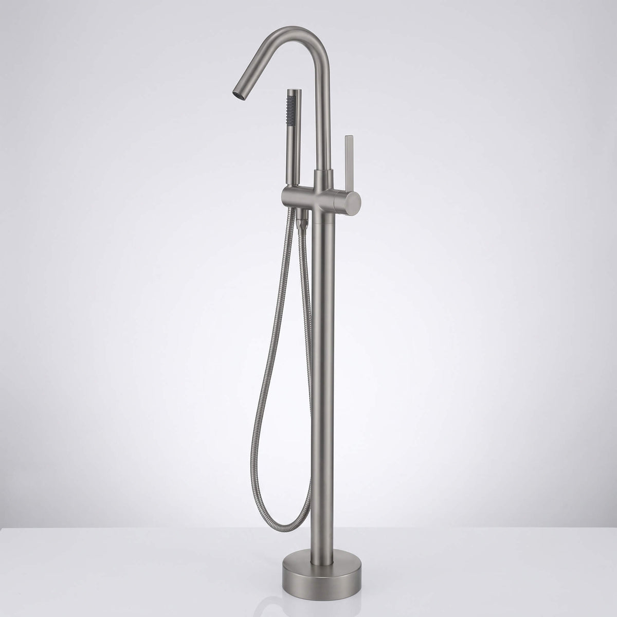 Freestanding Bathtub Faucet with 360° Swivel Spout and Handheld Sprayer