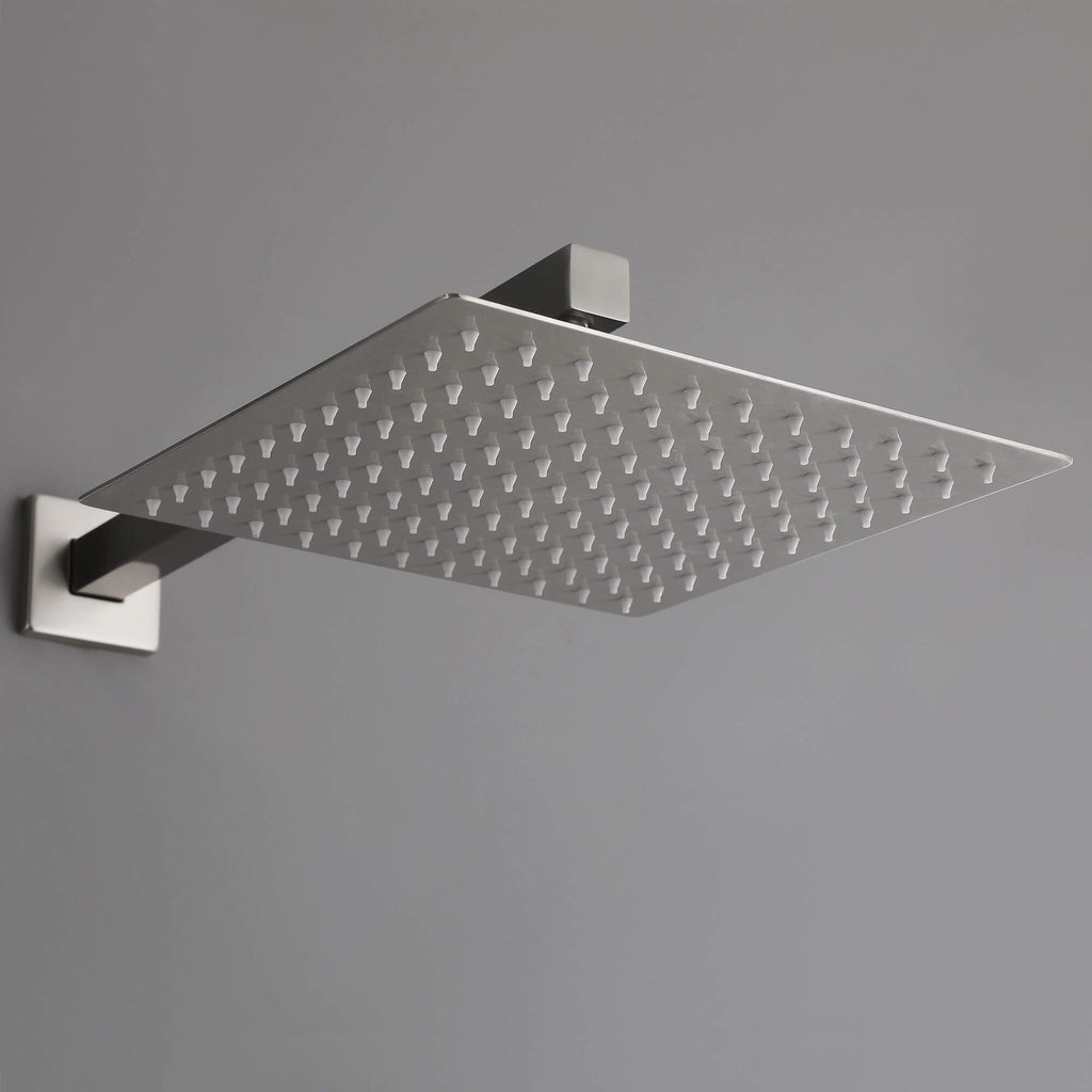 Minimalist Dual-Outlet Shower System with Ultra-Thin Square Rain Head and Linear Hand Shower