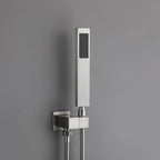 Minimalist Dual-Outlet Shower System with Ultra-Thin Square Rain Head and Linear Hand Shower