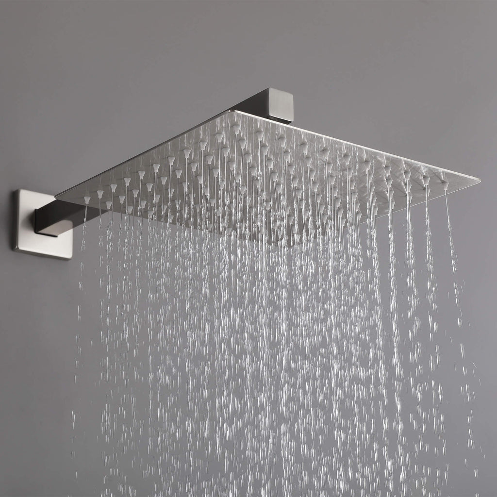 Minimalist Dual-Outlet Shower System with Ultra-Thin Square Rain Head and Linear Hand Shower