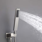 Minimalist Dual-Outlet Shower System with Ultra-Thin Square Rain Head and Linear Hand Shower