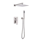 Minimalist Dual-Outlet Shower System with Ultra-Thin Square Rain Head and Linear Hand Shower