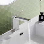 Minimalist Single-Handle Basin Faucet with Crisp Geometric Profiles
