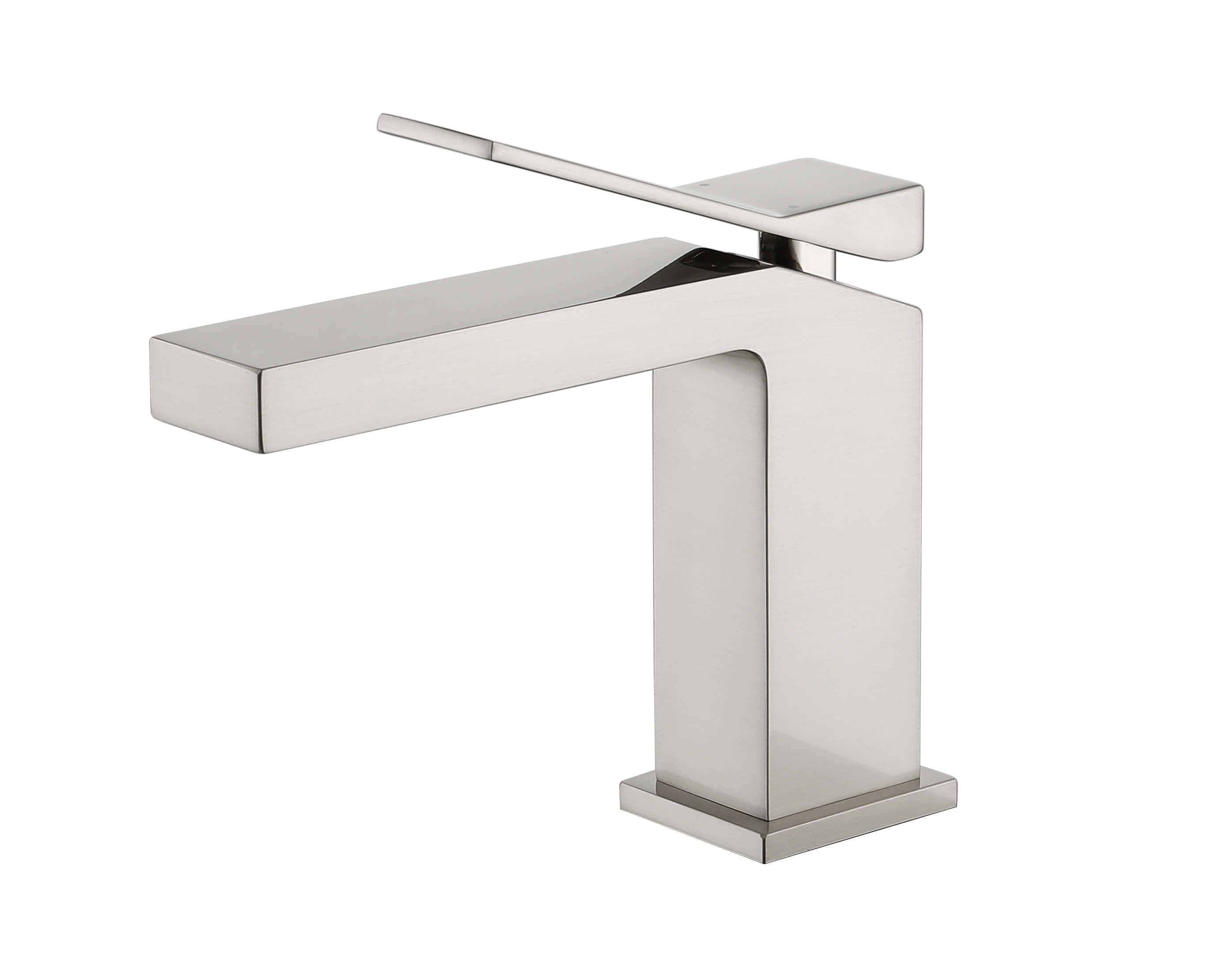 Minimalist Single-Handle Basin Faucet with Crisp Geometric Profiles