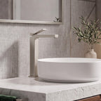 Minimalist Square Monolithic Single-Handle Tall Vessel Faucet