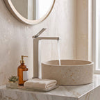 Minimalist Square Monolithic Single-Handle Tall Vessel Faucet