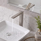 Minimalist Square Monolithic Single-Handle Tall Vessel Faucet