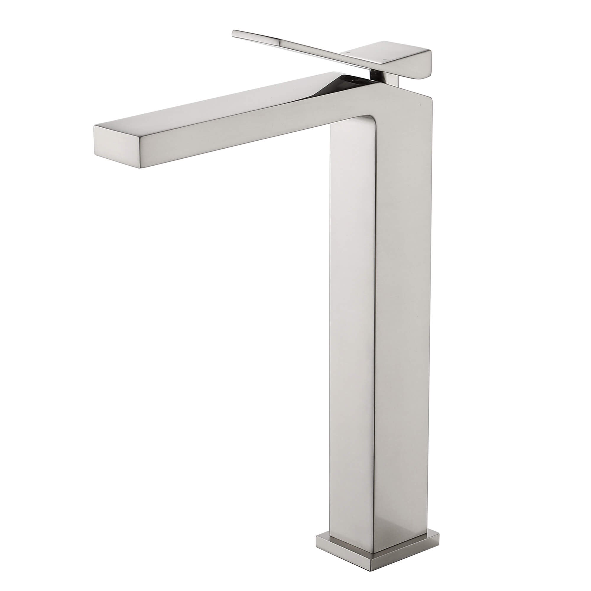 Minimalist Square Monolithic Single-Handle Tall Vessel Faucet