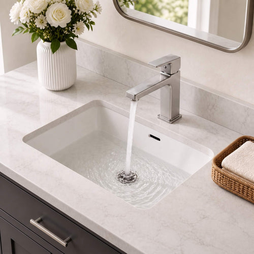 Geometric Single-Hole Bathroom Faucet with Removable Aerator