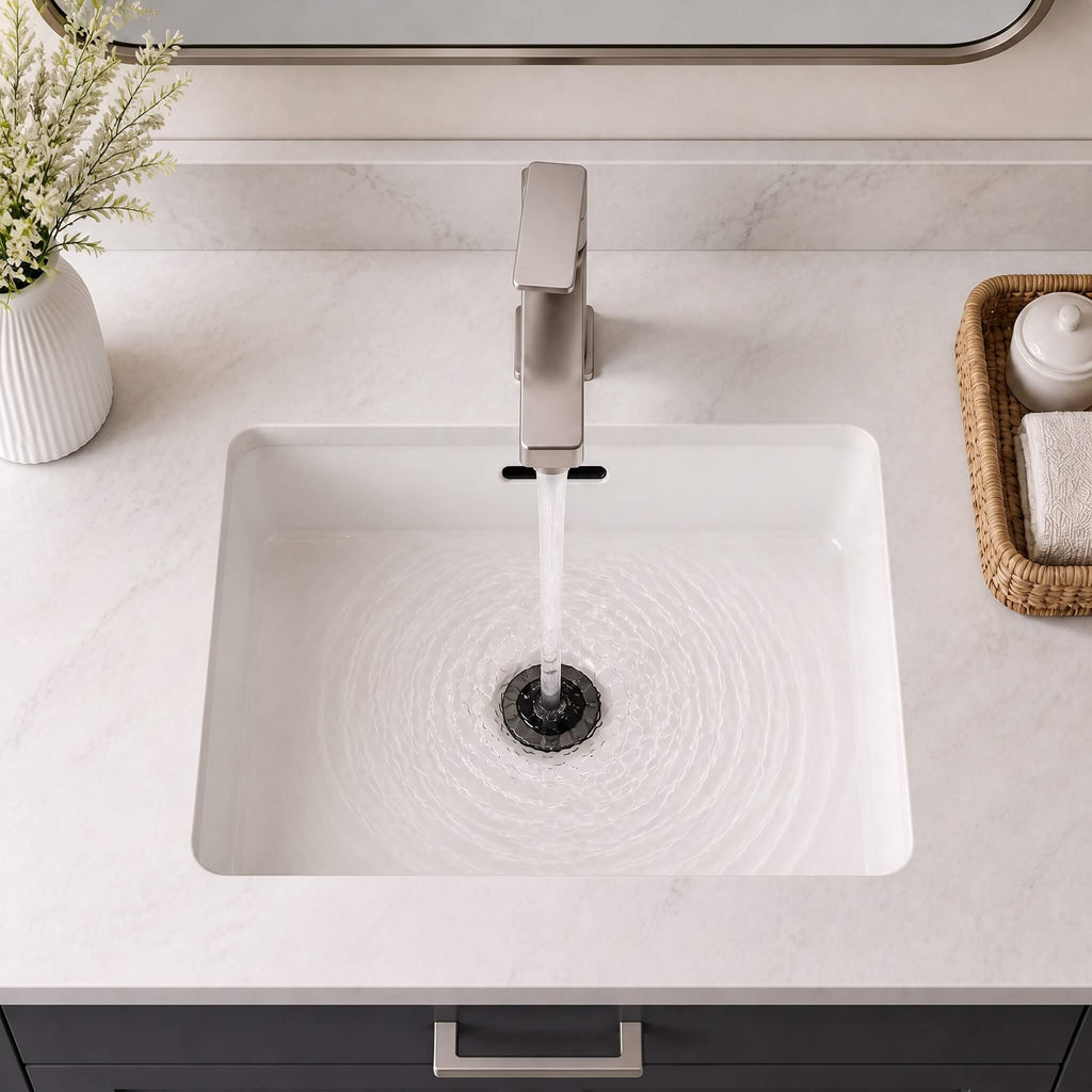 Geometric Single-Hole Bathroom Faucet with Removable Aerator
