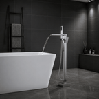 Cube Modern Solid Brass Freestanding Tub Filler Faucet with Hand Shower