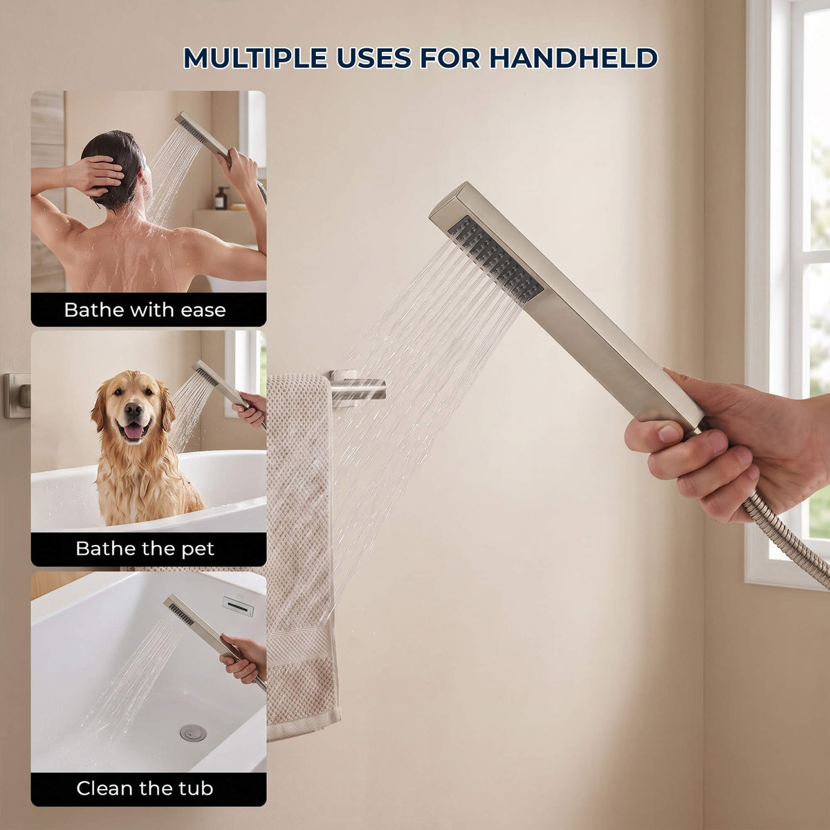 Fast-Filling Waterfall Freestanding Tub Faucet with Hand Shower