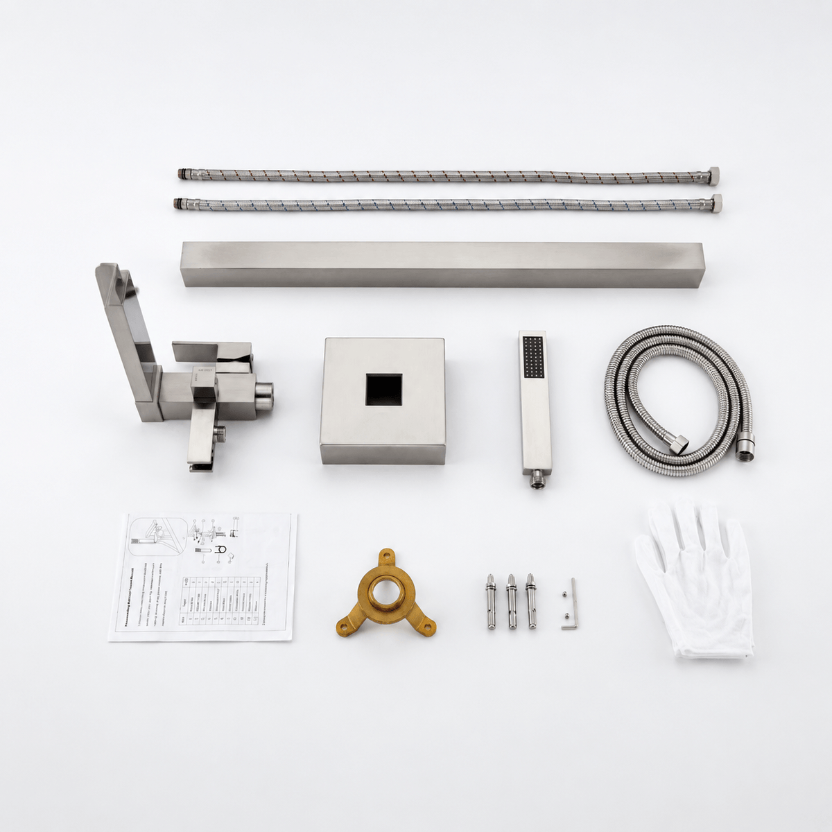 Cube Modern Solid Brass Freestanding Tub Filler Faucet with Hand Shower