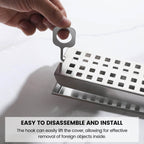 Modern Linear Grid Shower Drain with Removable Anti-Clog Hair Strainer Basket