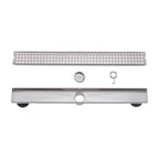 Modern Linear Grid Shower Drain with Removable Anti-Clog Hair Strainer Basket