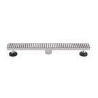 Modern Linear Grid Shower Drain with Removable Anti-Clog Hair Strainer Basket