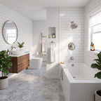 Modern Round Rain Shower System with 5-Function Spray and Integrated Tub Spout