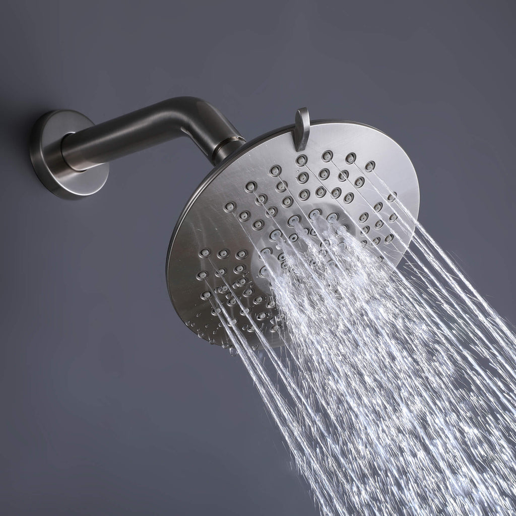 Modern Round Rain Shower System with 5-Function Spray and Integrated Tub Spout
