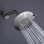 Modern Round Rain Shower System with 5-Function Spray and Integrated Tub Spout