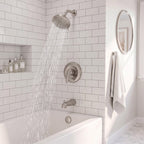 Modern Round Rain Shower System with 5-Function Spray and Integrated Tub Spout