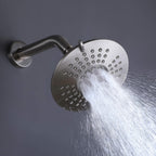 Modern Round Rain Shower System with 5-Function Spray and Integrated Tub Spout