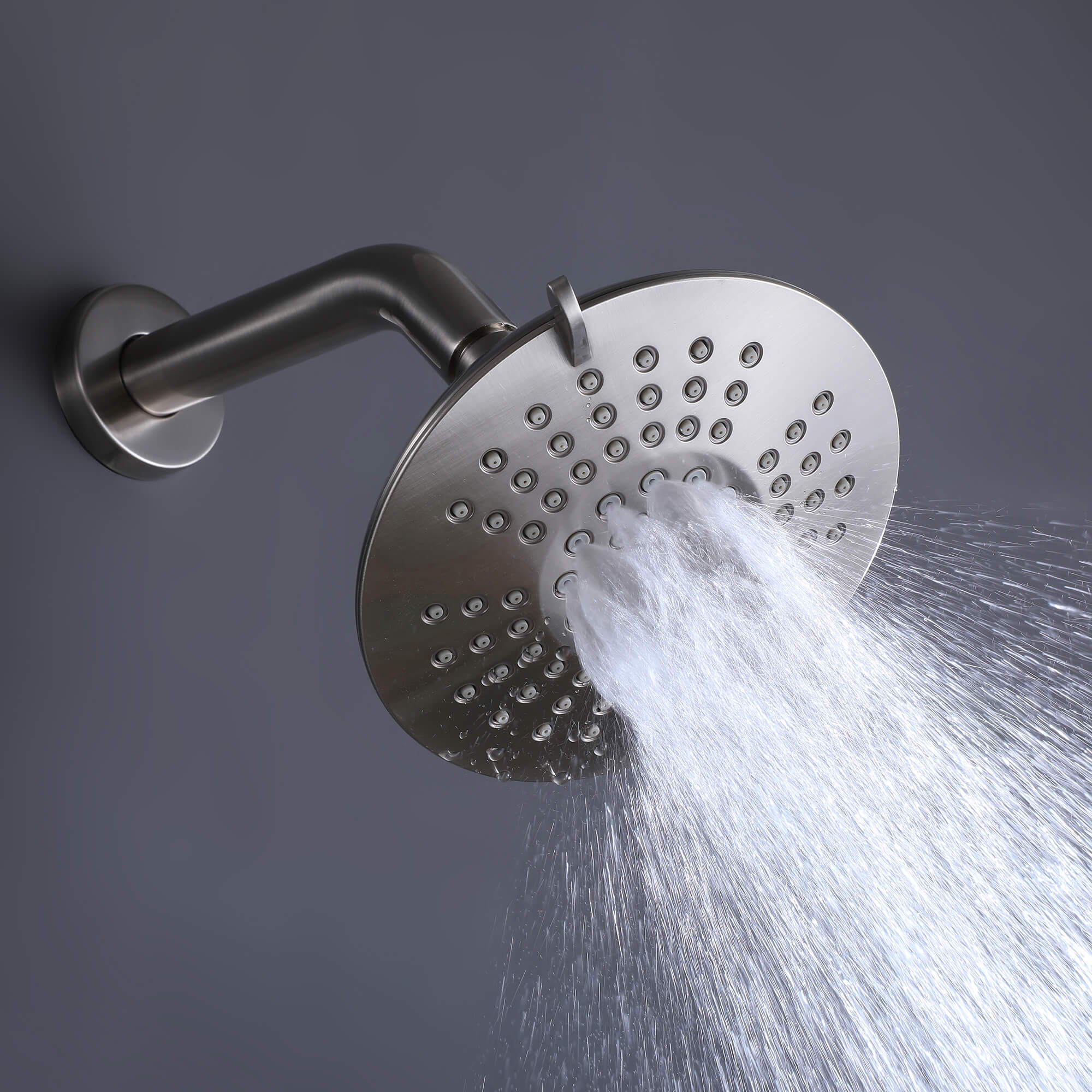 Modern Round Rain Shower System with 5-Function Spray and Integrated Tub Spout