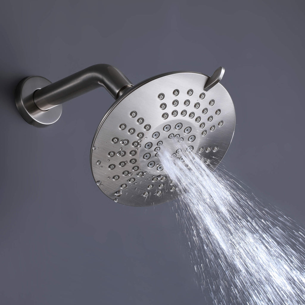 Modern Round Rain Shower System with 5-Function Spray and Integrated Tub Spout