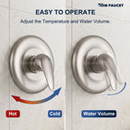 Modern Round Rain Shower System with 5-Function Spray and Integrated Tub Spout