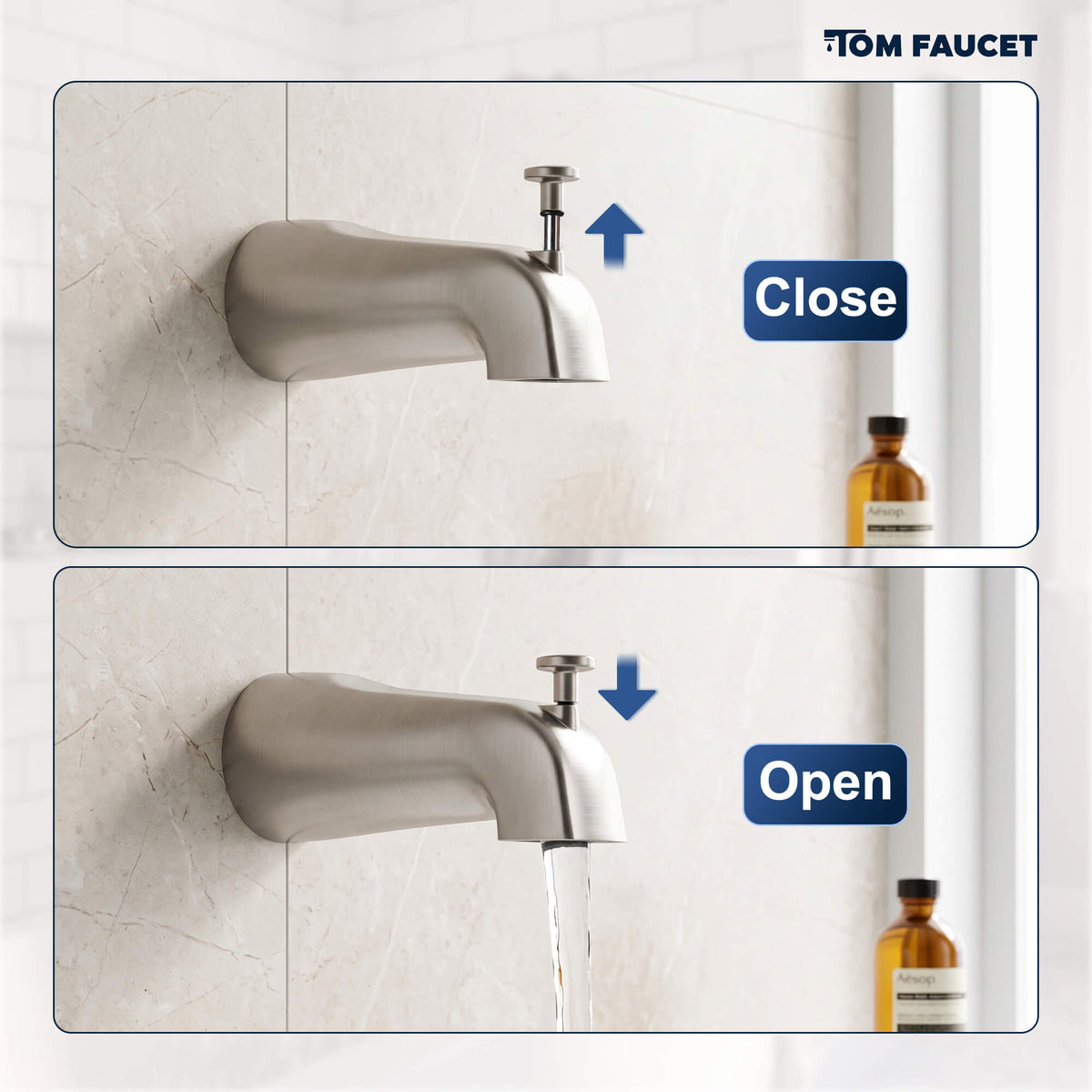 Modern Round Rain Shower System with 5-Function Spray and Integrated Tub Spout