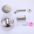 Modern Round Rain Shower System with 5-Function Spray and Integrated Tub Spout